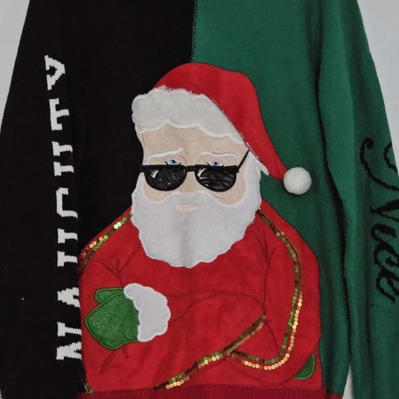Christmas Holiday Time Santa Claus Sweater Womens Size M 38 40 - Picture 1 of 6